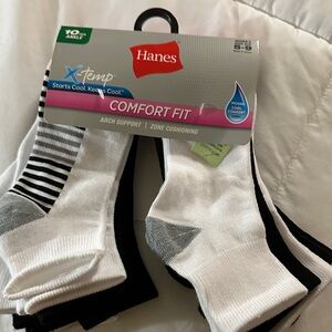 Hanes White, Black & Gray Athletic Comfort Fit Socks - Pack